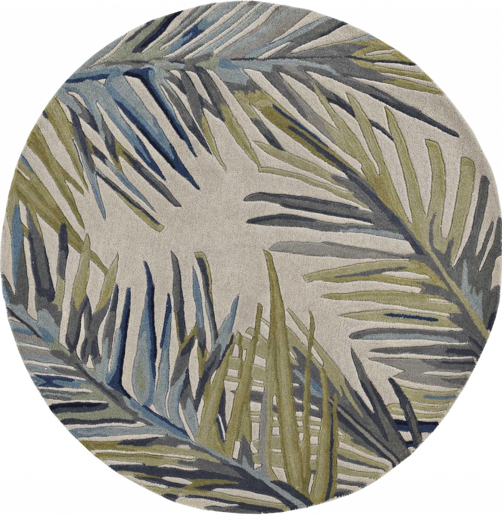 9'x12' Ivory Hand Tufted Tropical Palms Indoor Area Rug