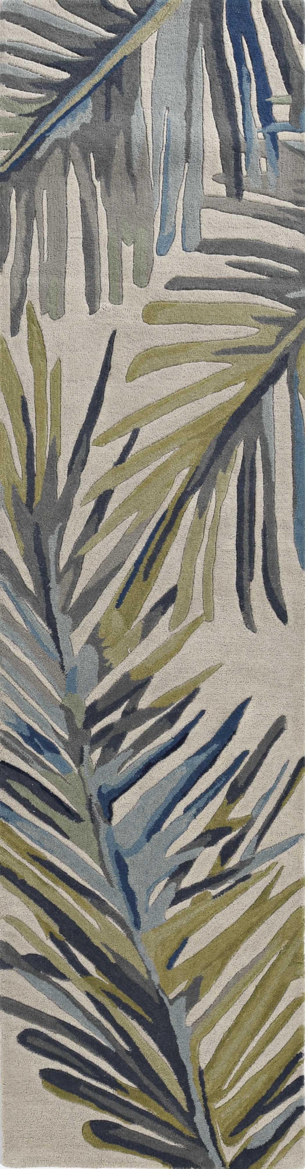 9'x12' Ivory Hand Tufted Tropical Palms Indoor Area Rug