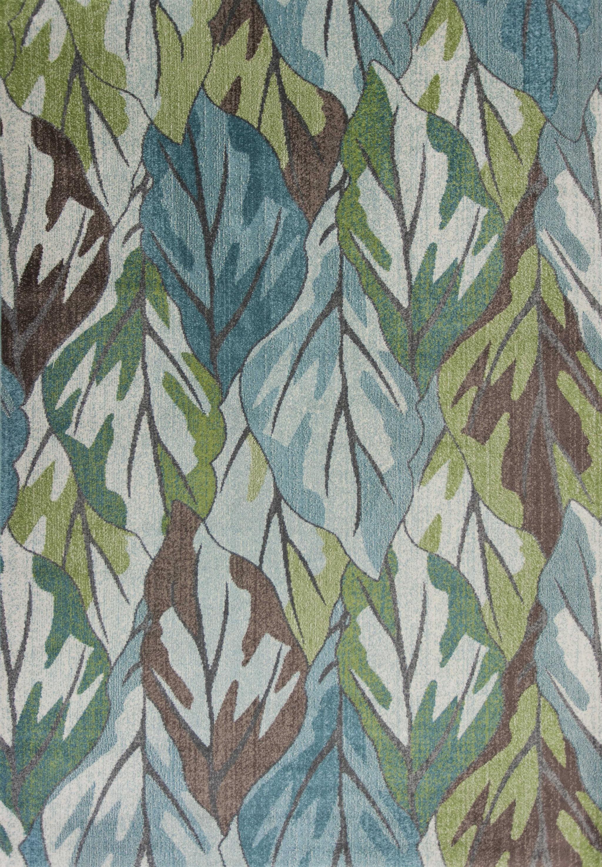 3' x 5' Blue or Green Leaves Area Rug