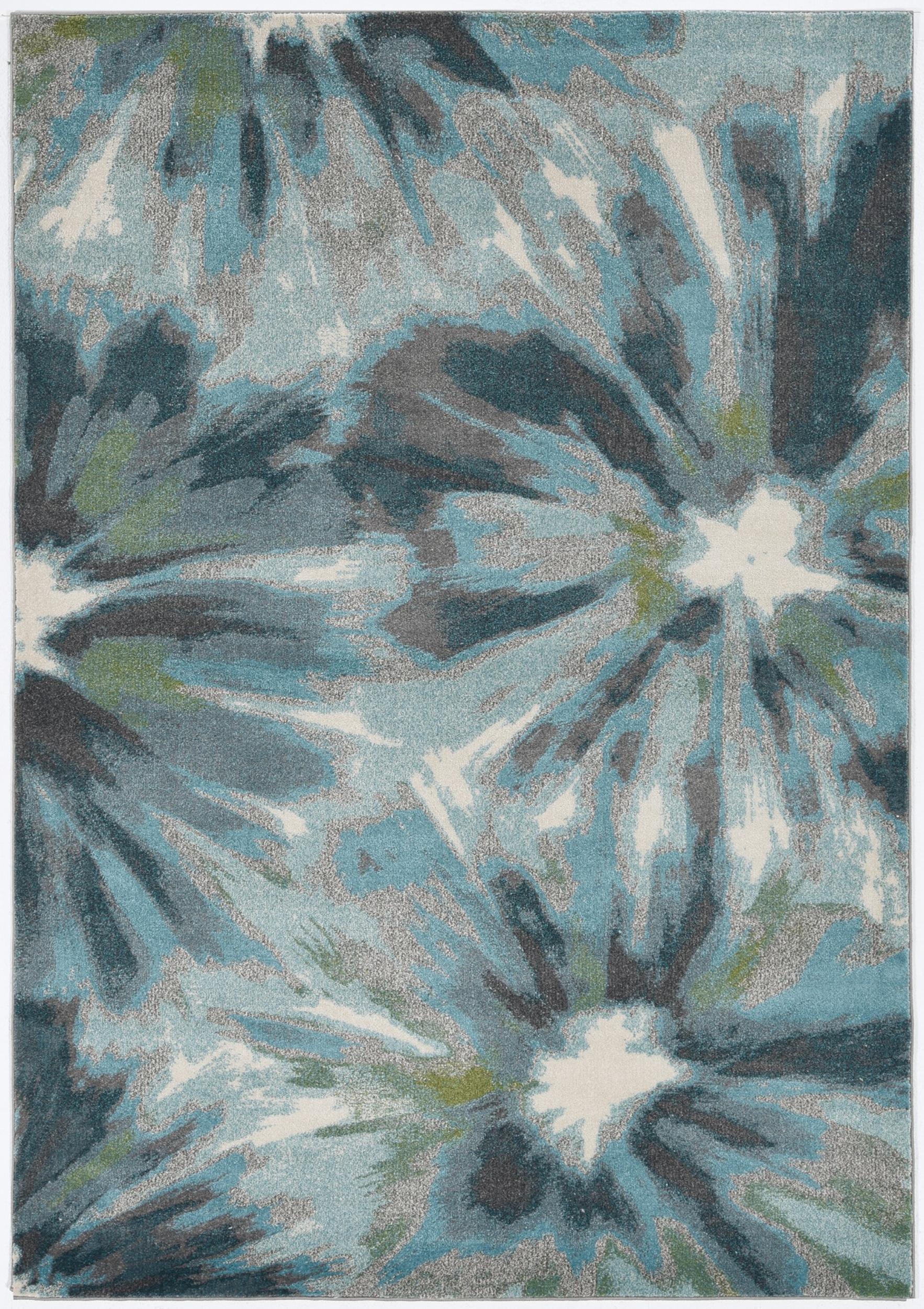 5' x 8' Teal Tropical Flower Indoor Area Rug Default Title