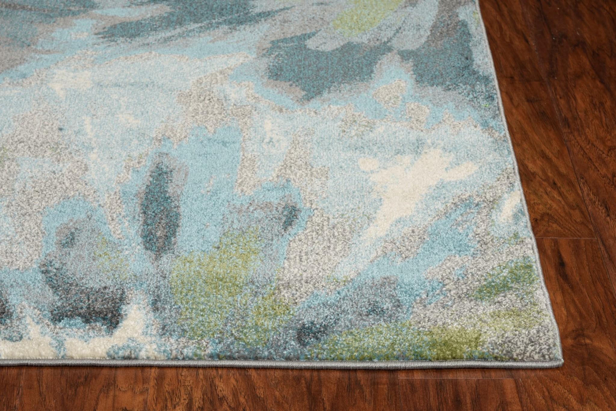 5' x 8' Teal Tropical Flower Indoor Area Rug