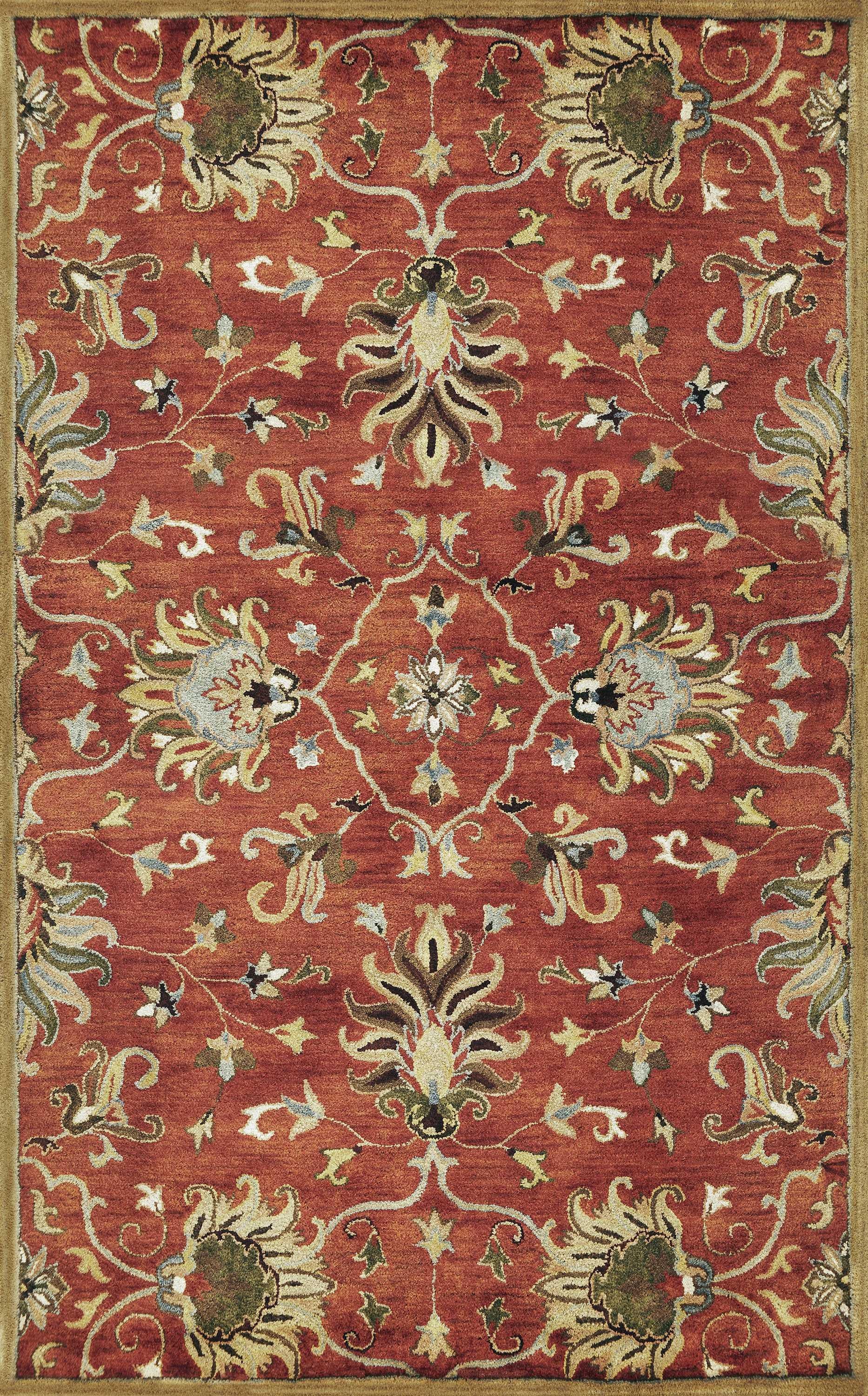 9'x13' Sienna Orange Hand Tufted Traditional Floral Allover Indoor Area Rug