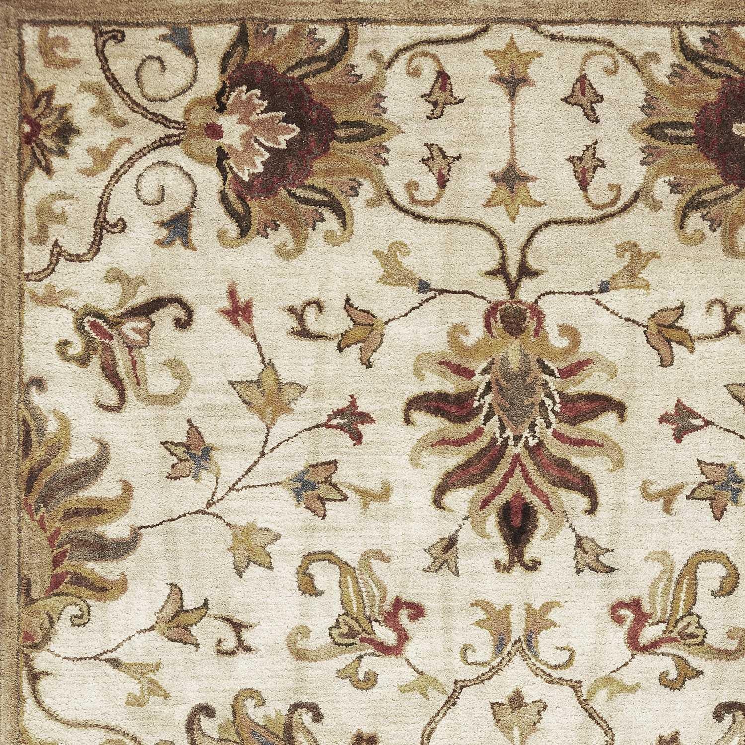 5'x8' Champagne Beige Hand Tufted Traditional Floral Indoor Area Rug