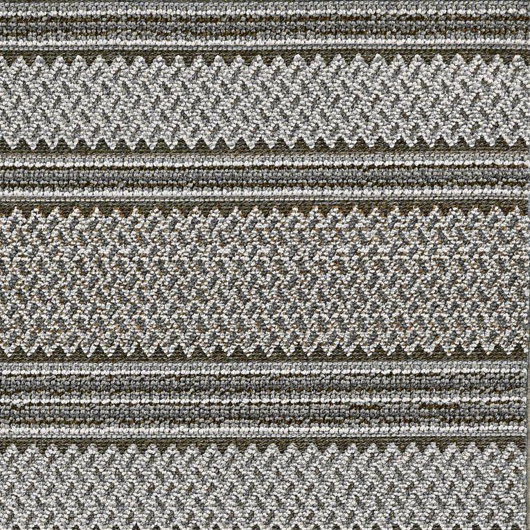 7'x9' Grey Machine Woven UV Treated Awning Stripes Indoor Outdoor Area Rug