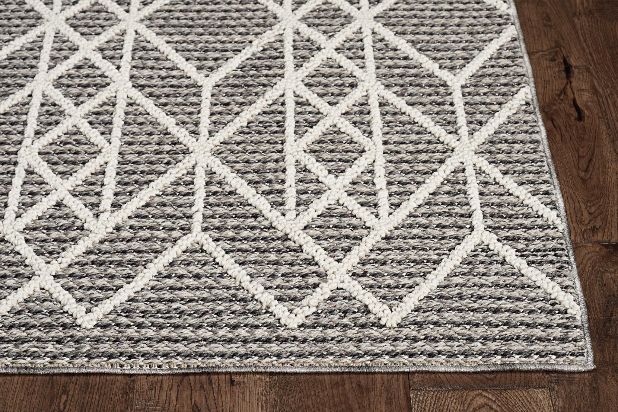 2' x 8' Grey Geometric Lines Runner Rug