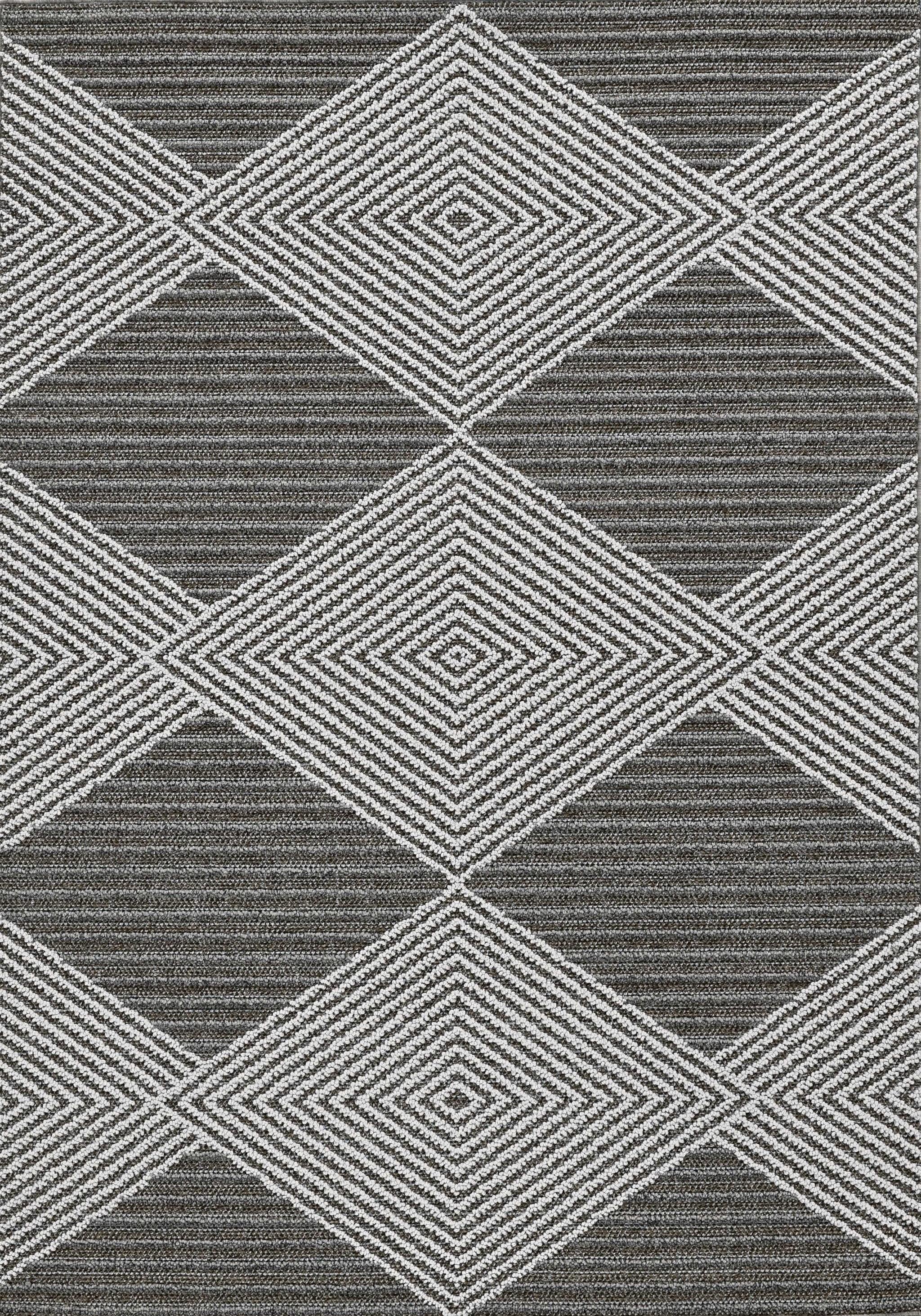 4' x 6' Grey or Ivory Geometric Diamond Area Rug