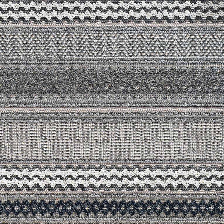 8' Taupe Machine Woven UV Treated Tribal Indoor Outdoor Runner Rug