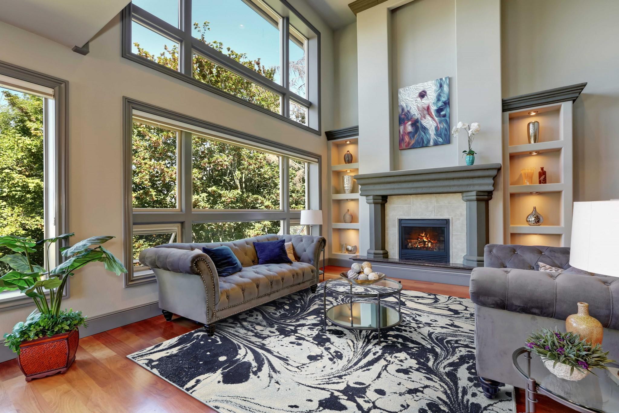 5' x 7' Blue Paint Splash Indoor Area Rug Default Title