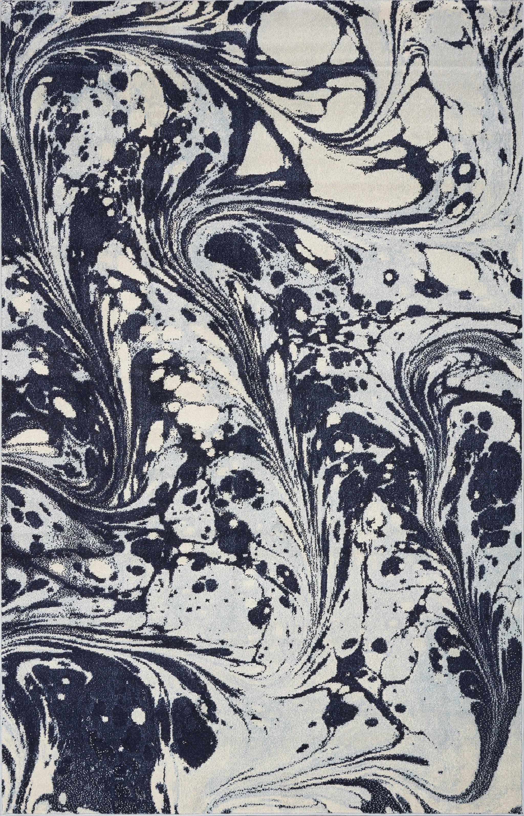 5' x 7' Blue Paint Splash Indoor Area Rug