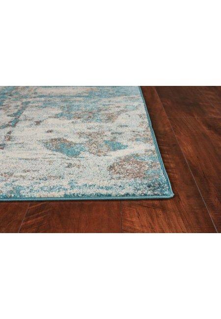 8'x10' Ivory Teal Machine Woven Abstract Watercolor Indoor Area Rug Default Title
