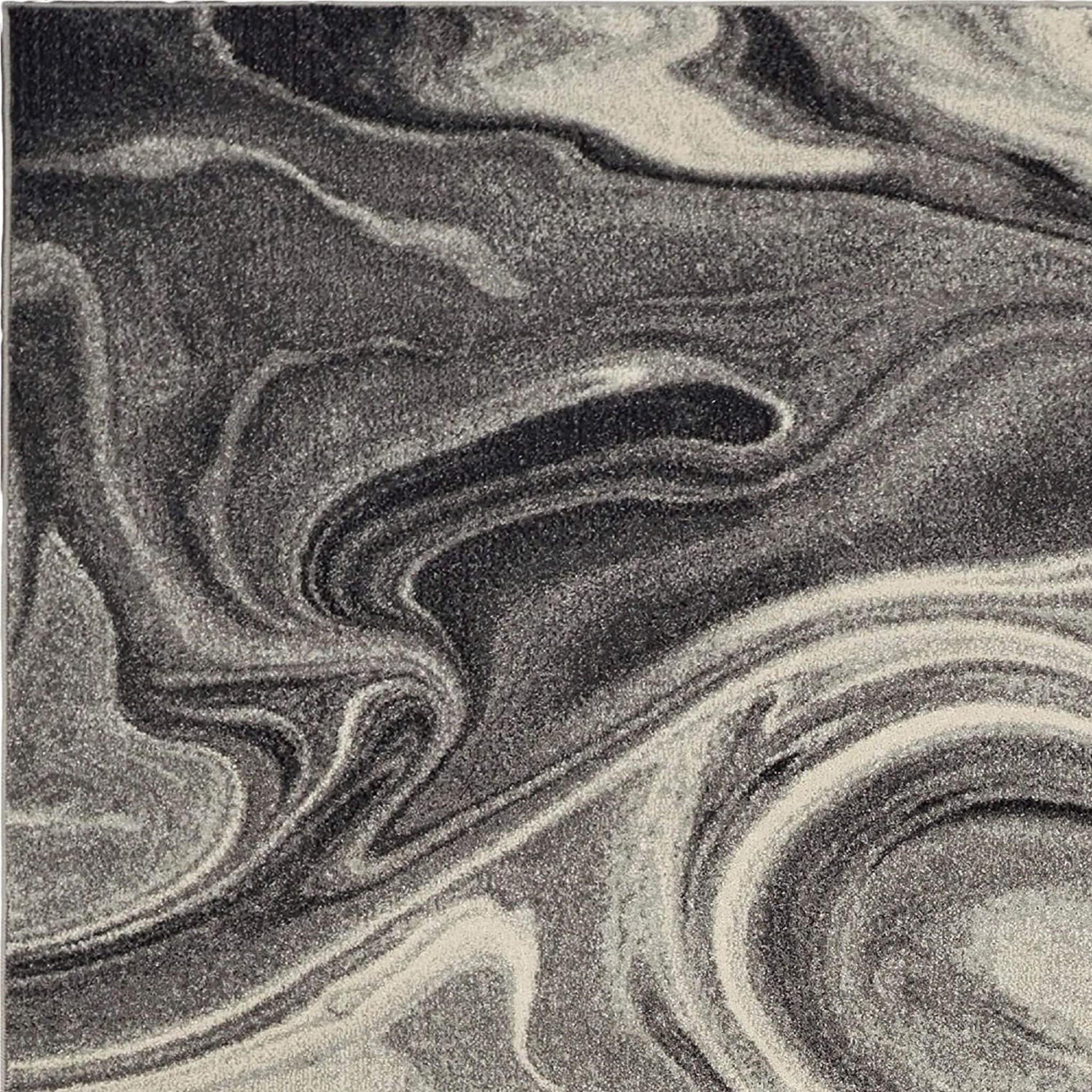 5'x8' Grey Black Machine Woven Marble Indoor Area Rug Default Title