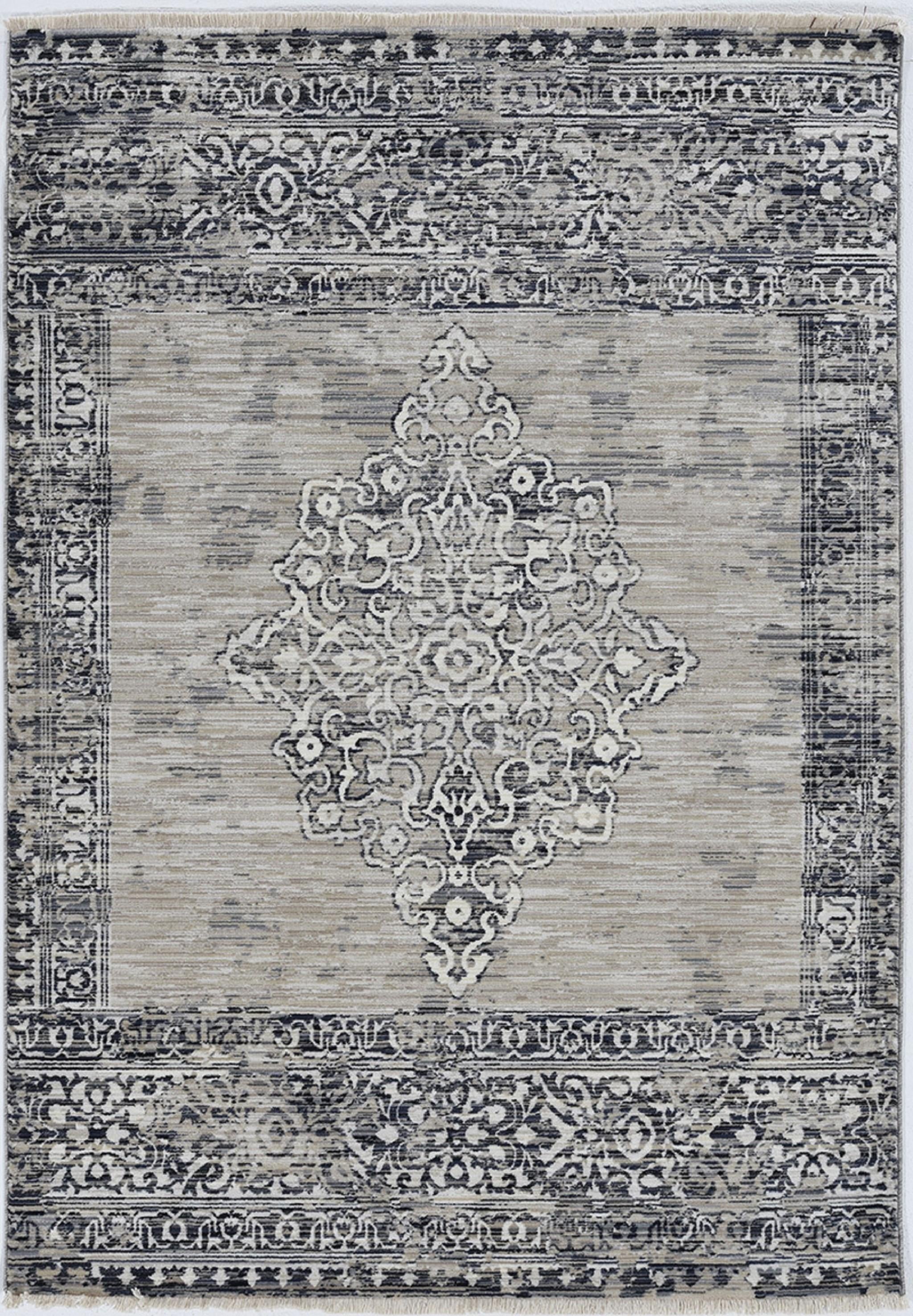 4'x6' Sand Charcoal Machine Woven Distressed Vintage Traditional Indoor Area Rug Default Title
