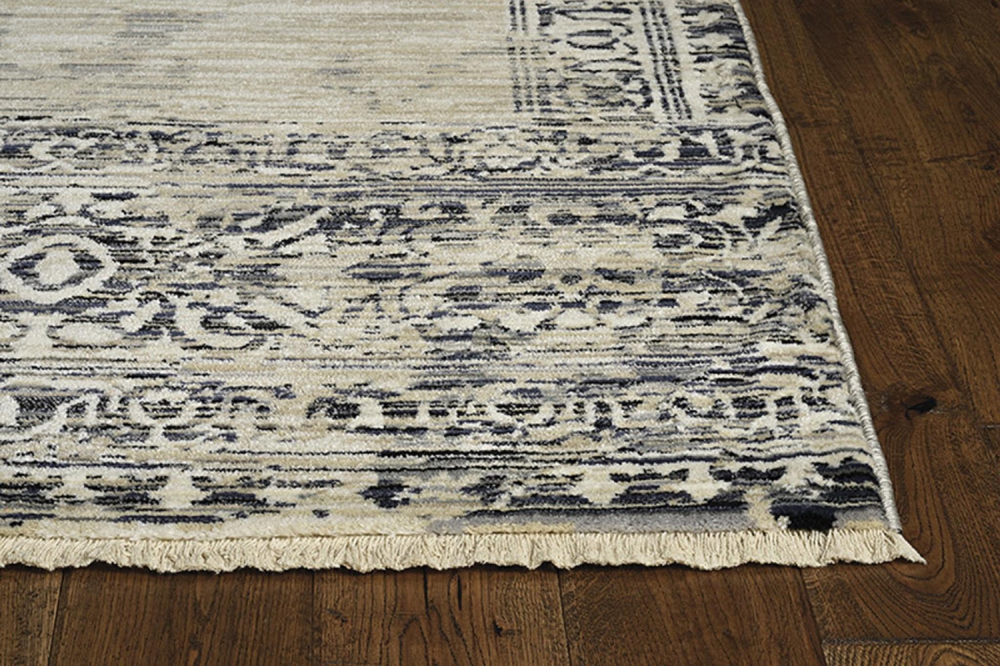 4'x6' Sand Charcoal Machine Woven Distressed Vintage Traditional Indoor Area Rug Default Title