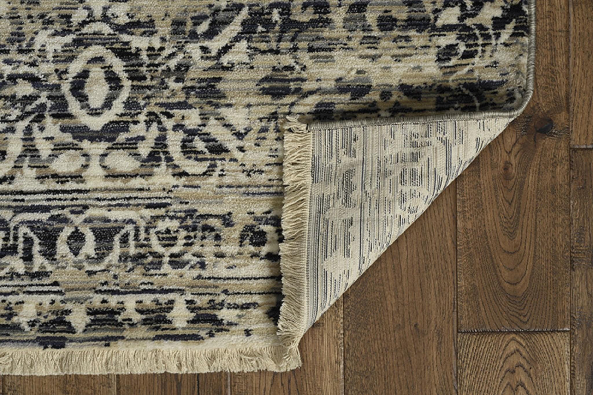 4'x6' Sand Charcoal Machine Woven Distressed Vintage Traditional Indoor Area Rug Default Title