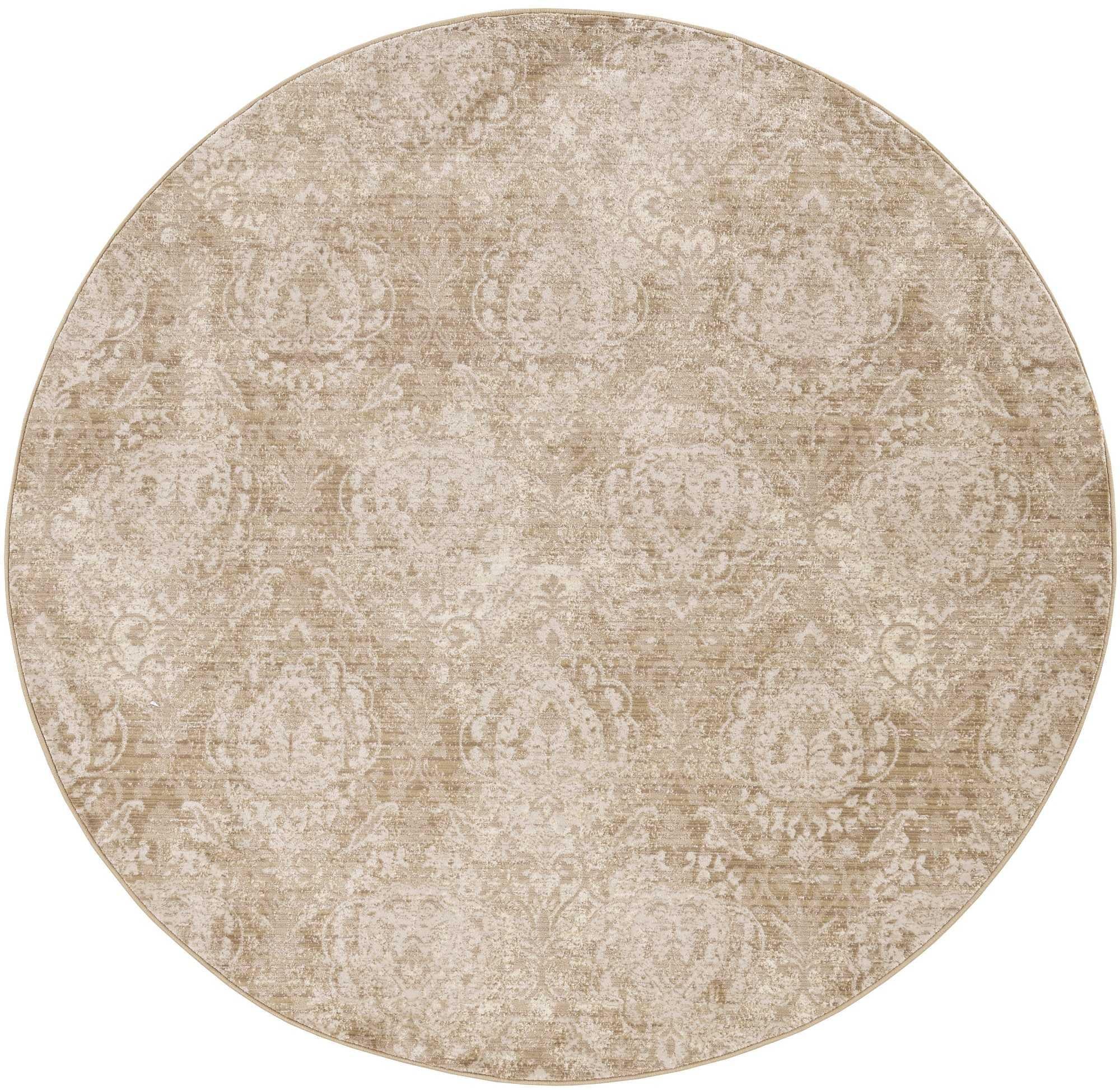5'x8' Sand Ivory Machine Woven Distressed Traditional Indoor Area Rug