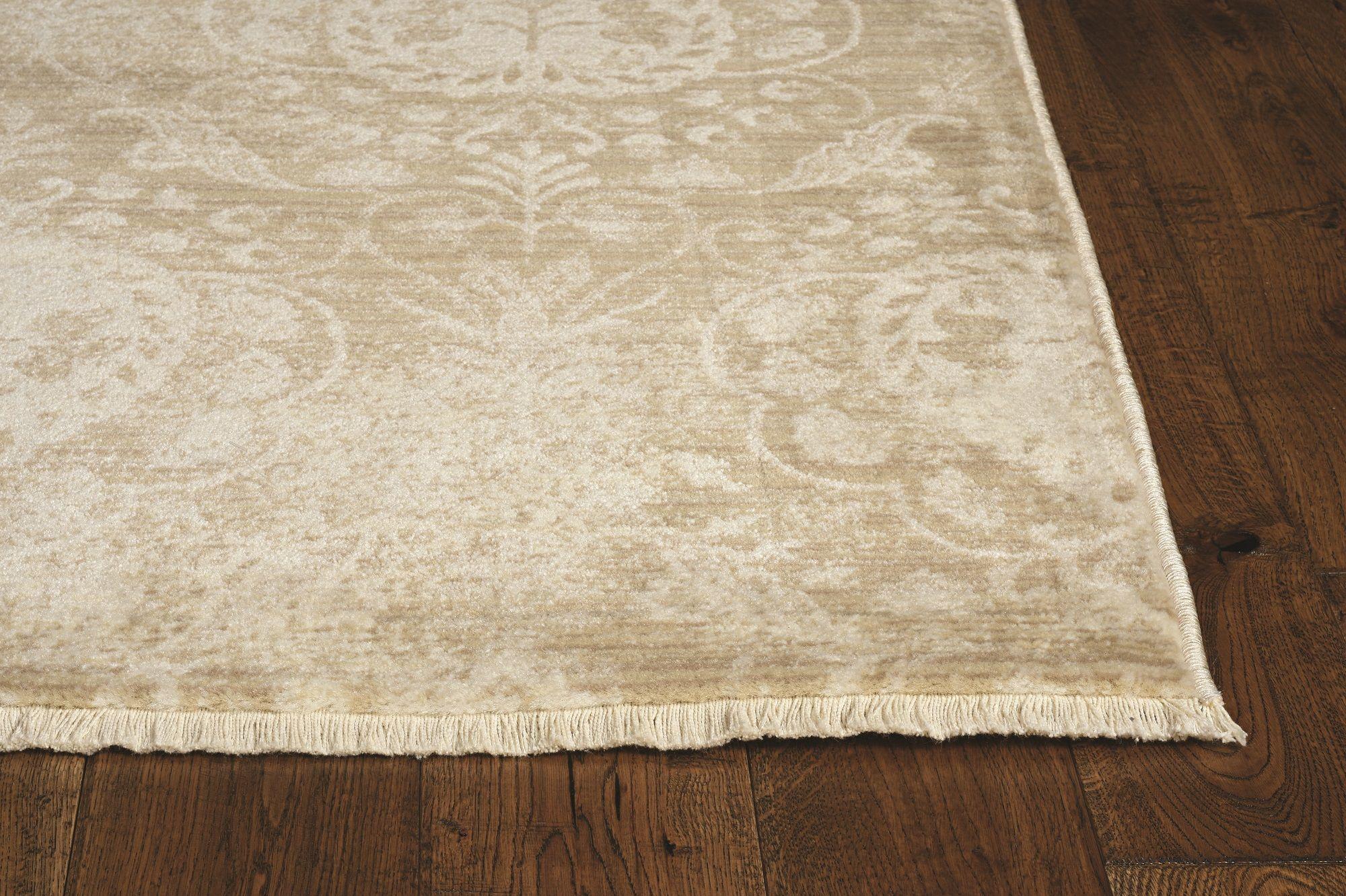 8'x10' Sand Ivory Machine Woven Distressed Traditional Indoor Area Rug