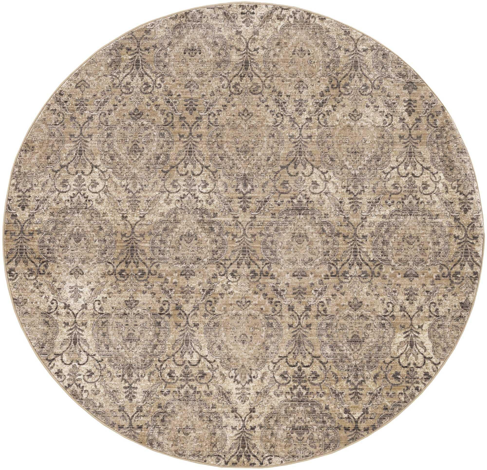 5' x 8' Sand or Grey Medallion Area Rug