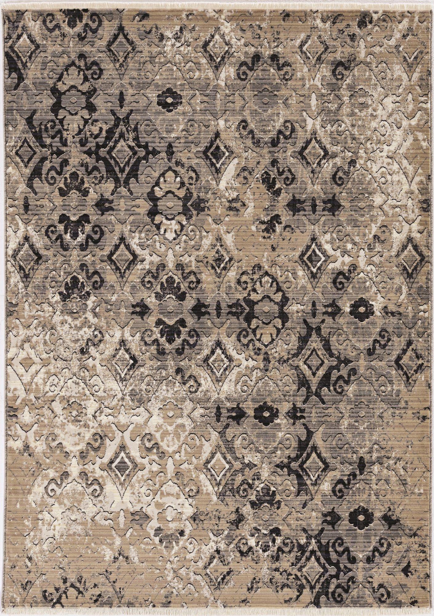 8'x10' Ivory Beige Machine Woven Distressed Traditional Indoor Area Rug Default Title