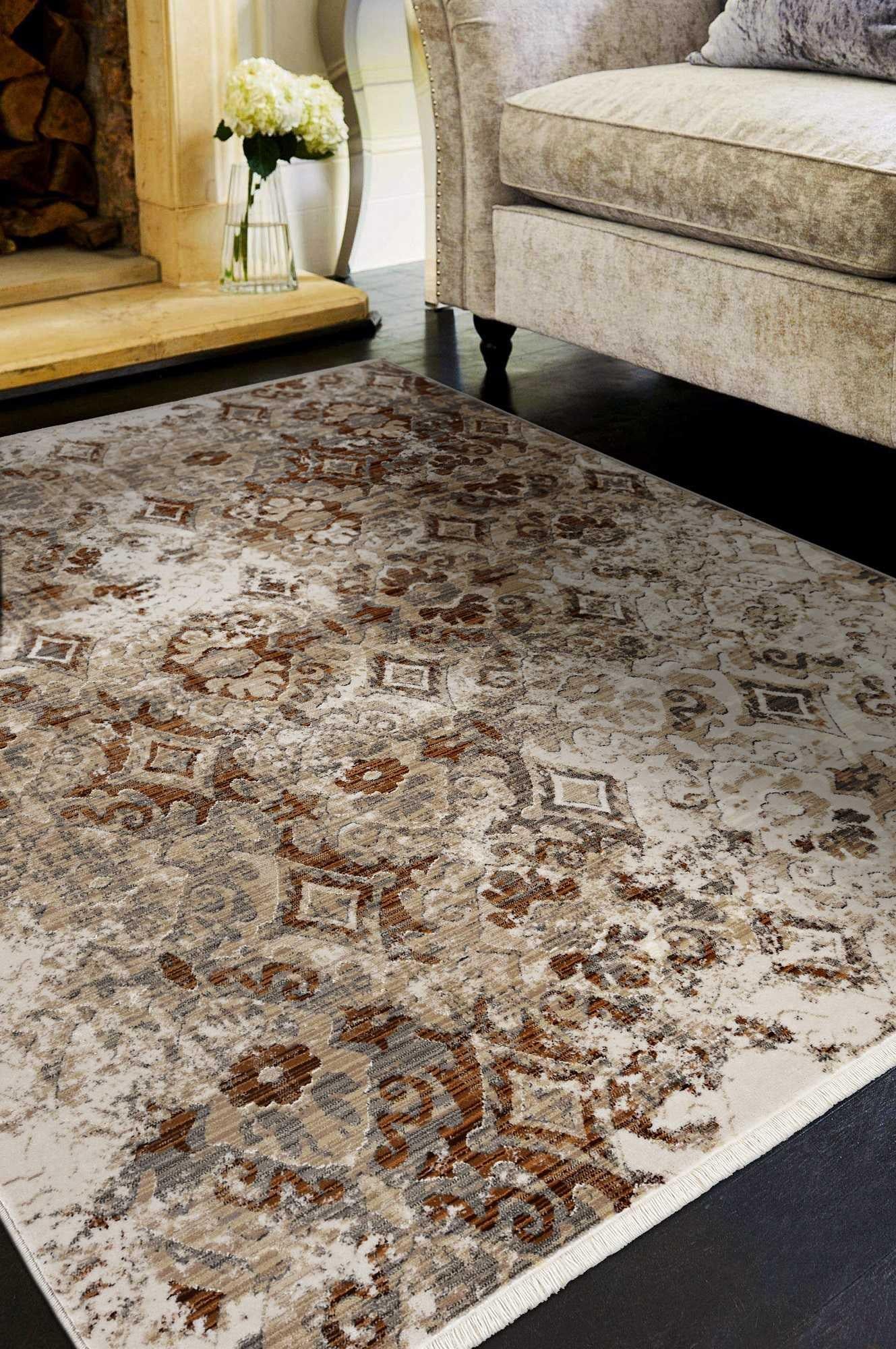 8' Sand Ivory Machine Woven Vintage Traditional Runner Rug Default Title