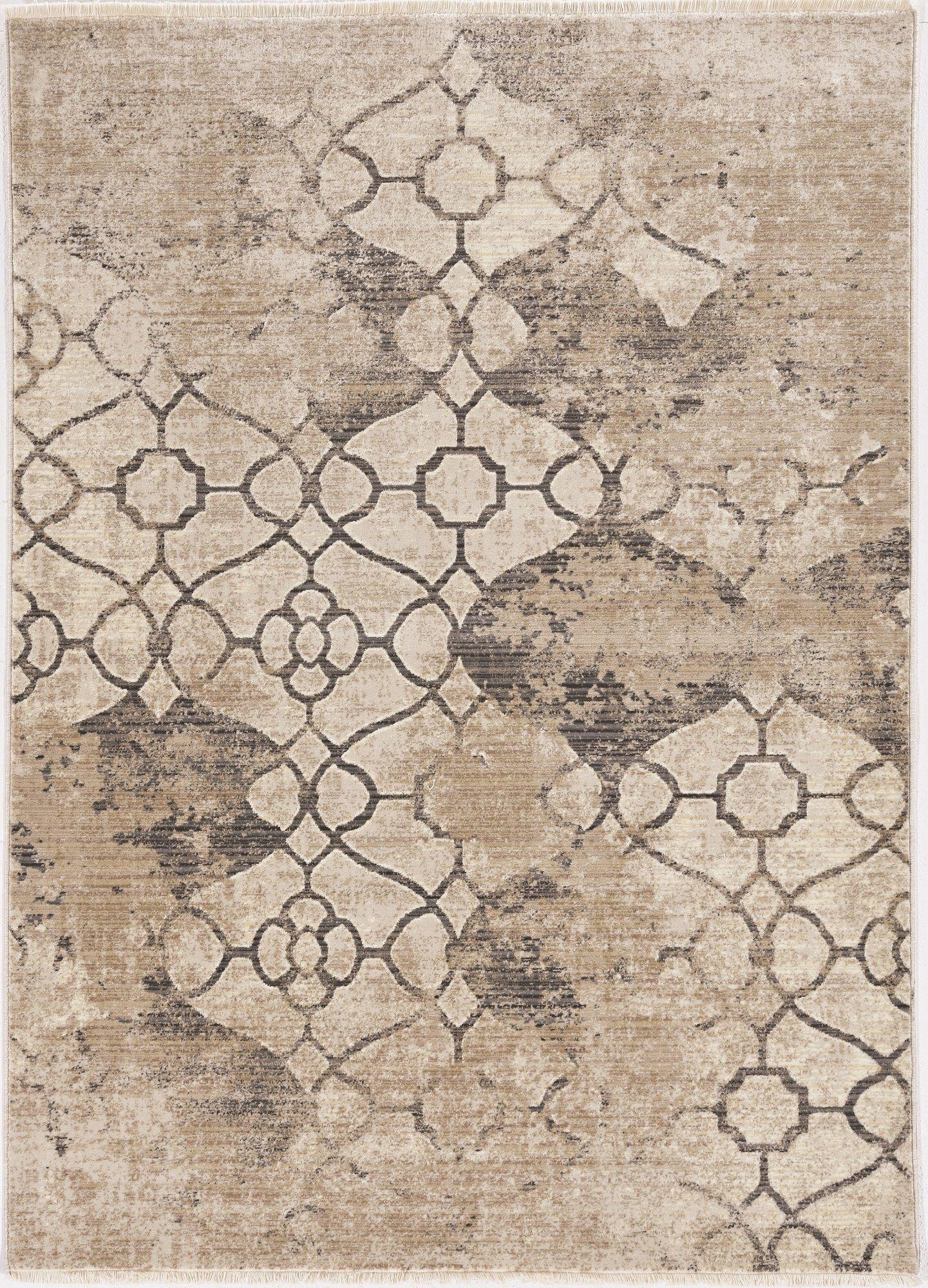8'x10' Ivory Machine Woven Ogee Indoor Area Rug Default Title