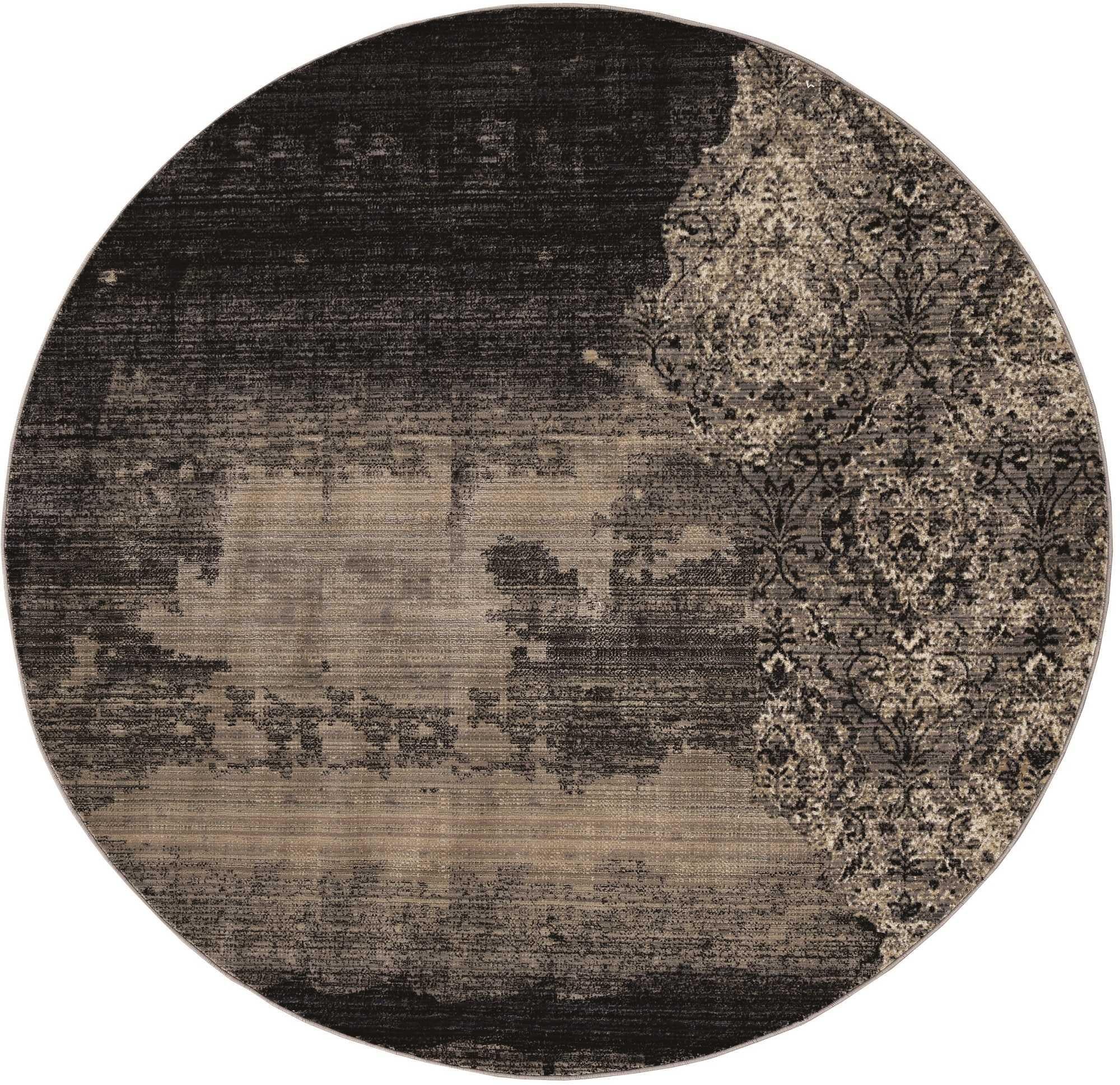 7' Blue Machine Woven Distressed Traditional Round Area Rug Default Title
