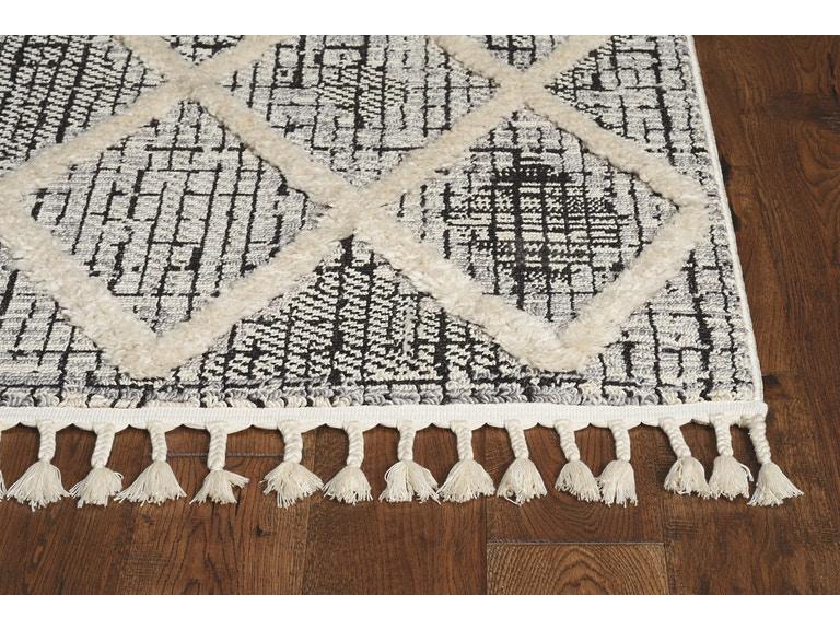 3' x 5' Charcoal Diamonds Area Rug with Fringe