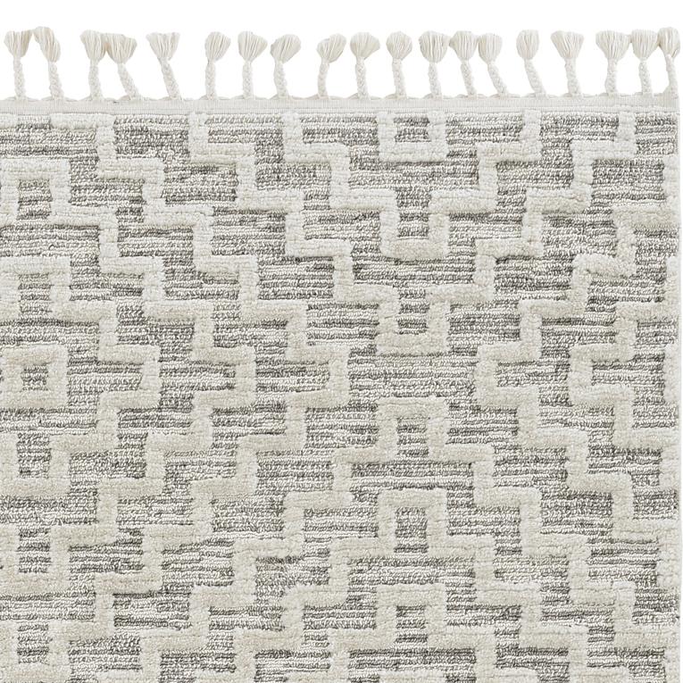 105 X 156 Ivory  Grey Polyester Rug