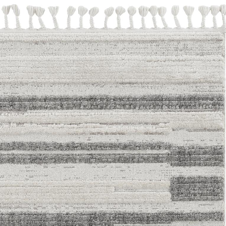 9'x13' Ivory Grey Machine Woven Abstract Color Block Indoor Area Rug Default Title