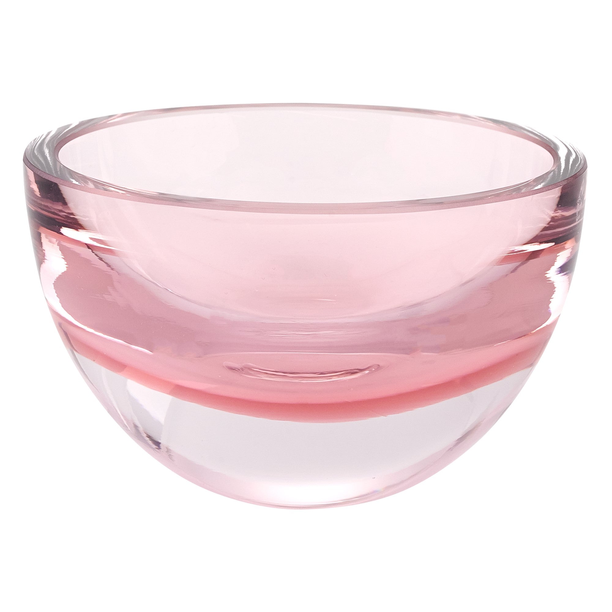 6 Mouth Blown European Made Lead Free Pink Crystal Bowl