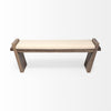 Rectangular Mango Wood Natural Brown Polished with Upholstered Cream Seat Entryway Bench