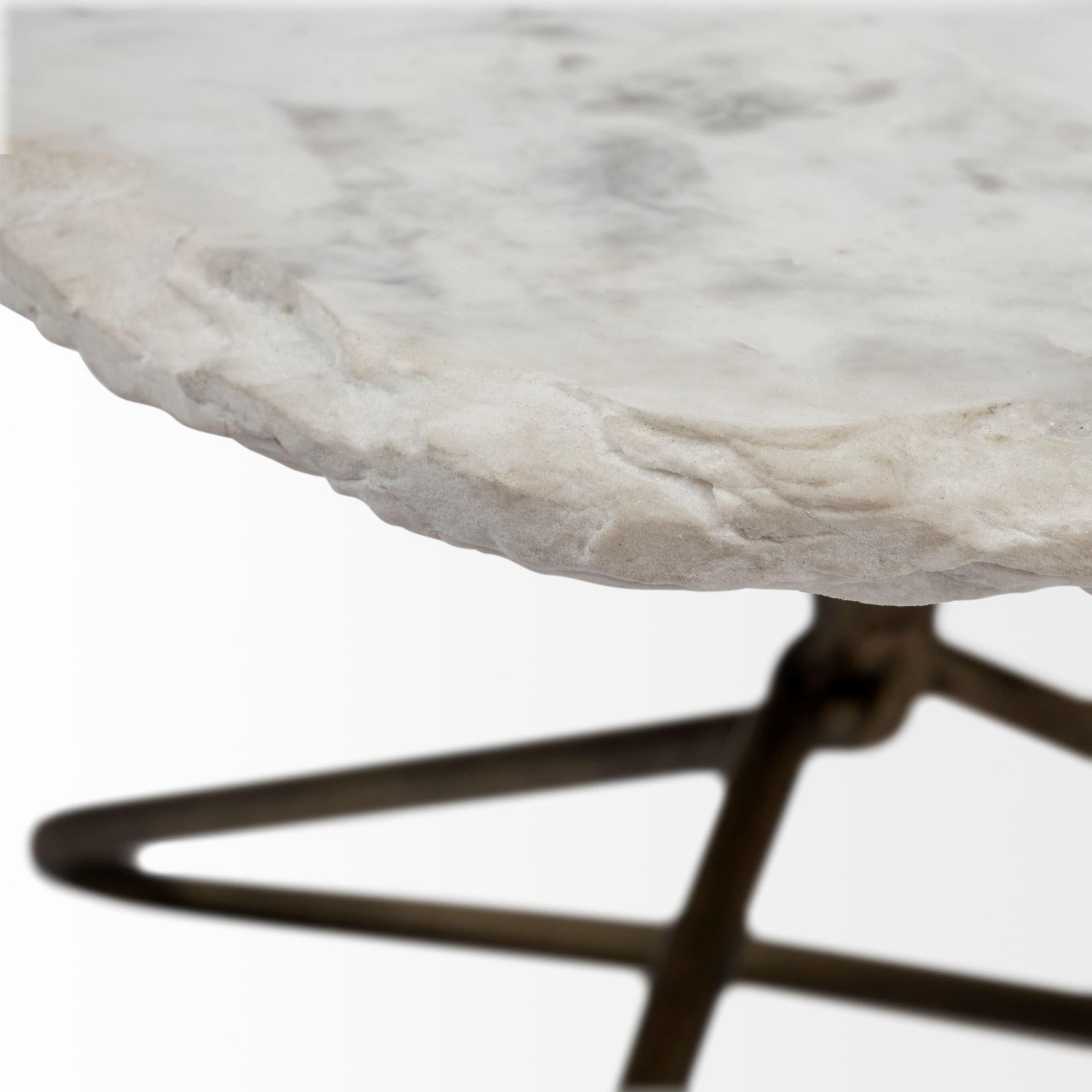 Irregular White Marble Top and Gold Metal Base Coffee Table