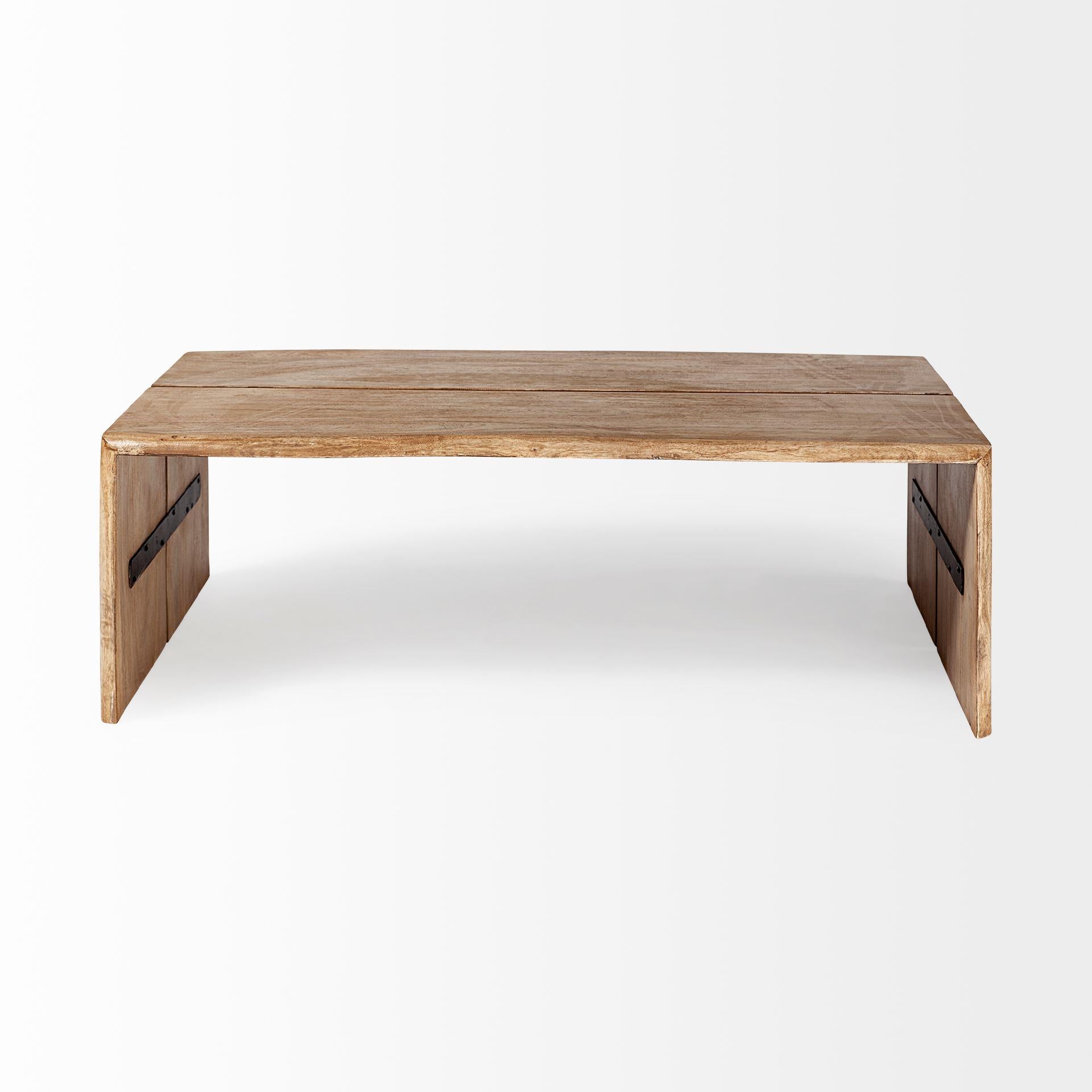 Rectangular Solid Wood Top and Base Coffee Table