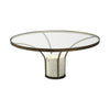 36" Round Glass Top Metal and Marble Pedestal Coffee Table