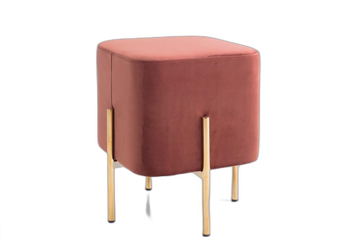 Square Modern Copper Upholstered Ottoman with Gold legs