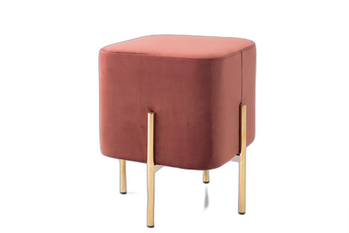 Square Modern Copper Upholstered Ottoman with Gold legs