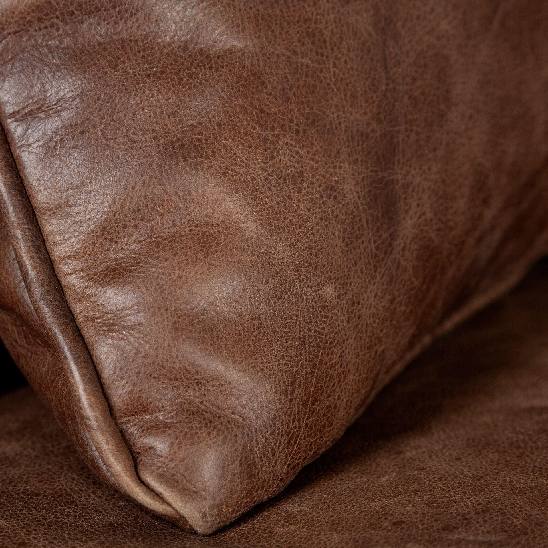 Espresso Brown Top-Grain Leather Wide Accent chair with Wooden Frame and Iron Legs