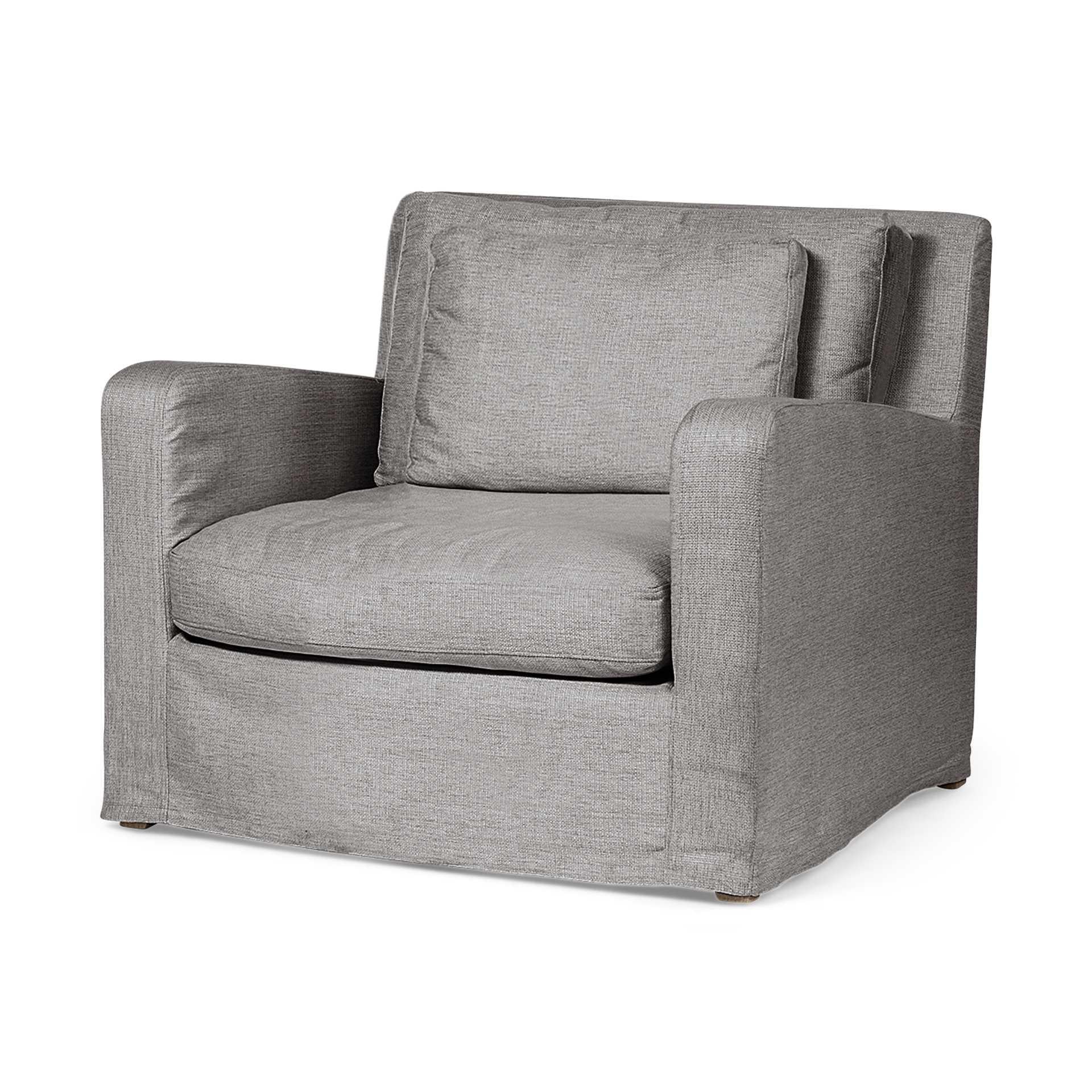 Flint Gray Slipcover Upholstered Fabric Seating  Wide Accent chair with Wooden Frame and Legs