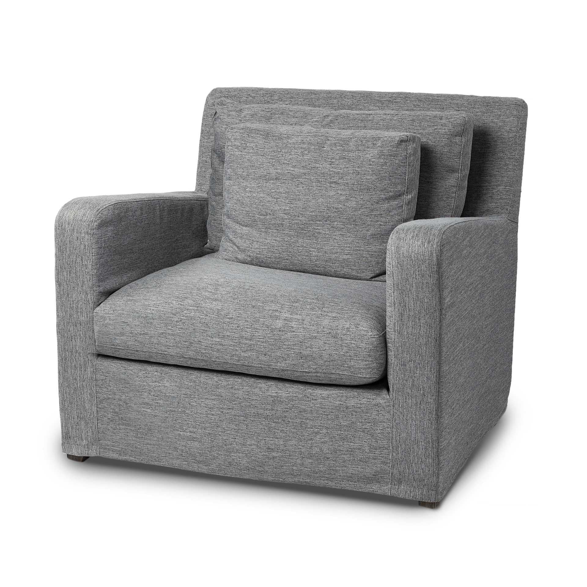 Castlerock Gray Slipcover Upholstered  Fabric Seating  Wide Accent chair with Wooden Frame and Legs