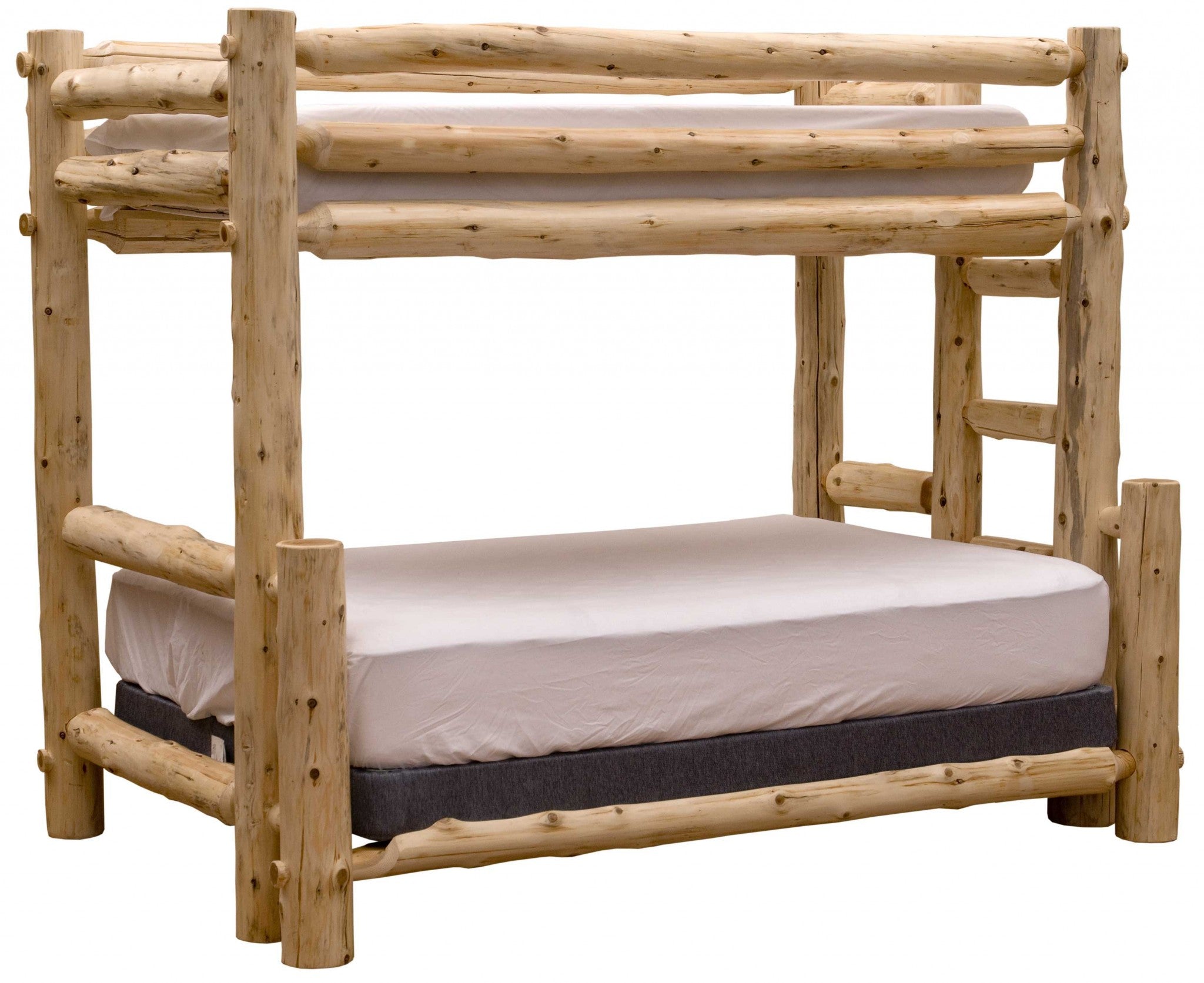 Rustic and Natural Cedar Single Ladder Left Log Bunk Bed Default Title