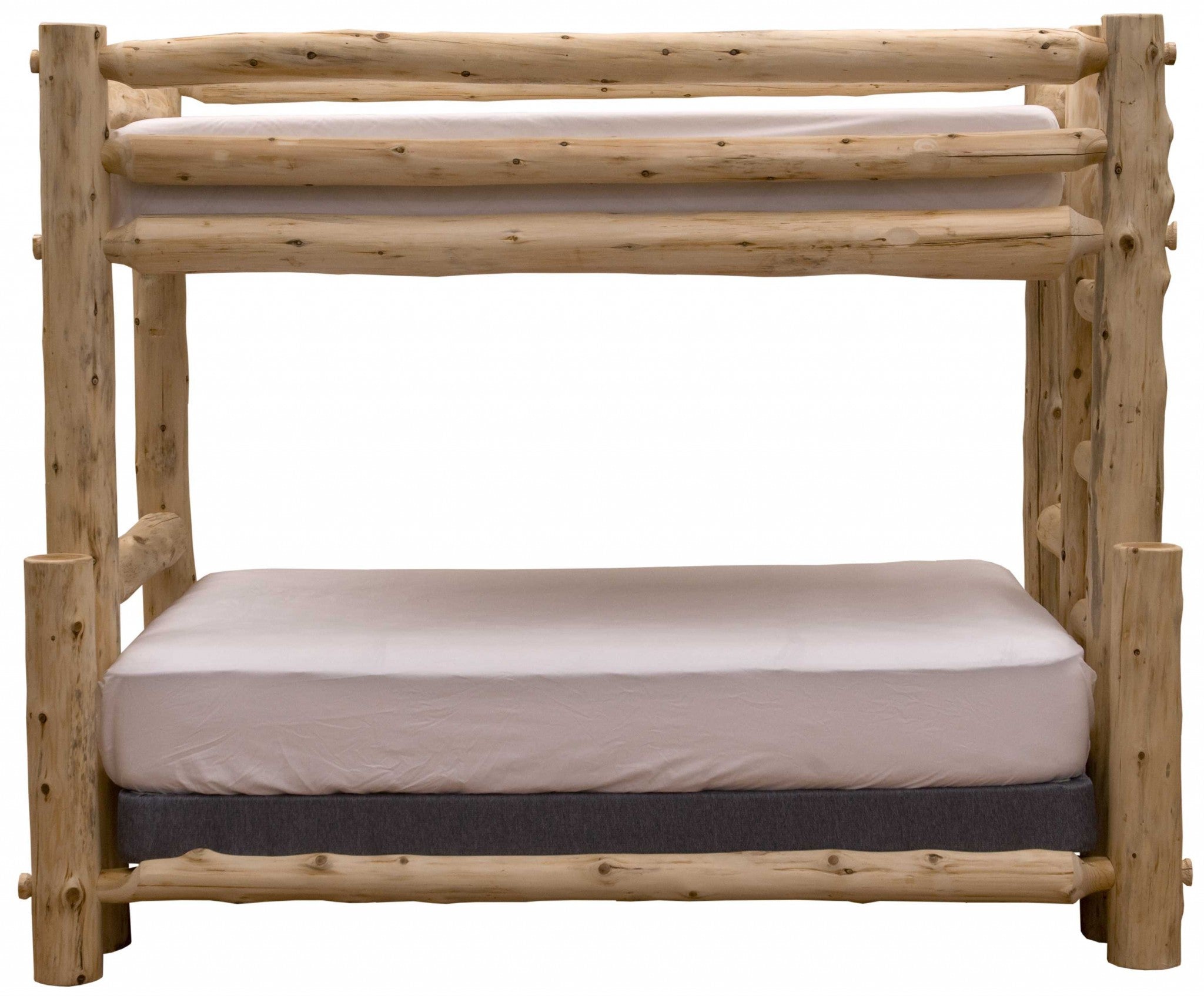 Rustic and Natural Cedar Single Ladder Right Log Bunk Bed