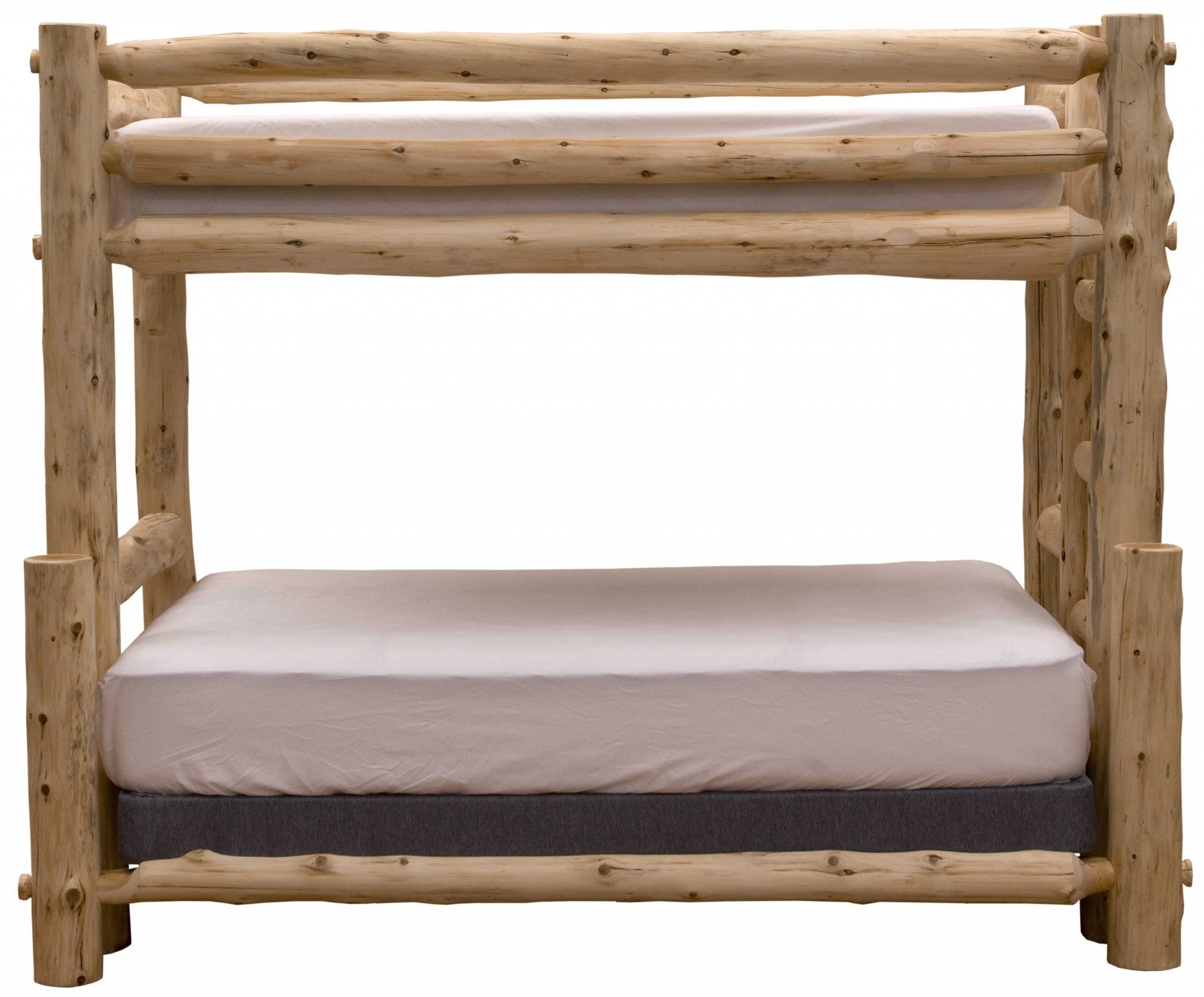 Rustic and Natural Cedar Double and Single Ladder Left Log Bunk Bed Default Title