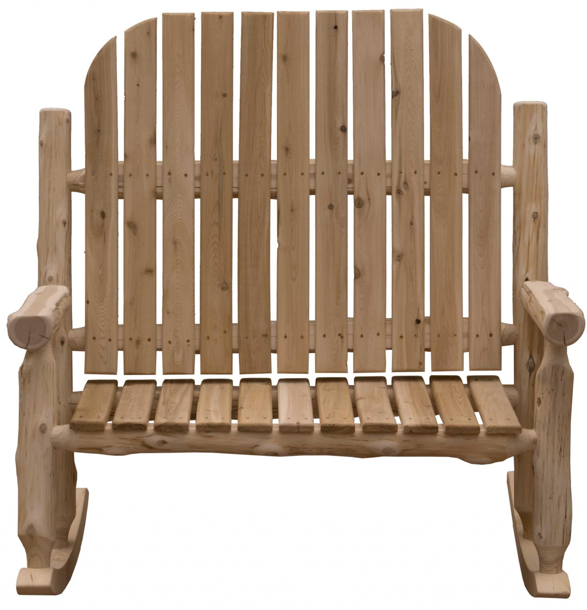 Rustic and Natural Cedar Two-Person Adirondack Rocking Chair