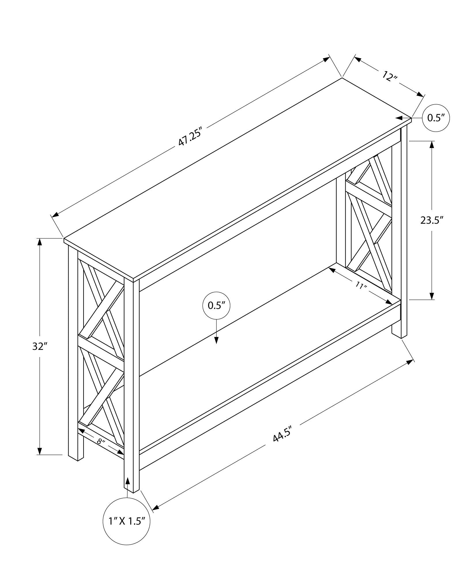 Rectangular Espresso Hall Console Accent Table