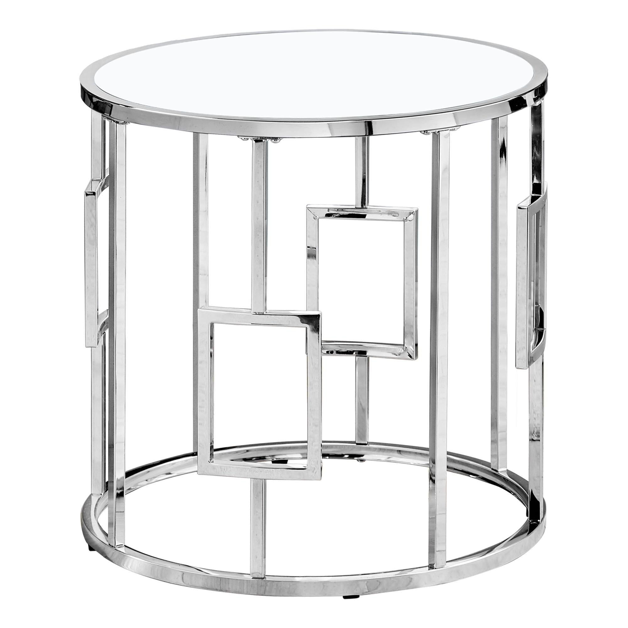 Chrome Metal with Tempered Glass Accent Table