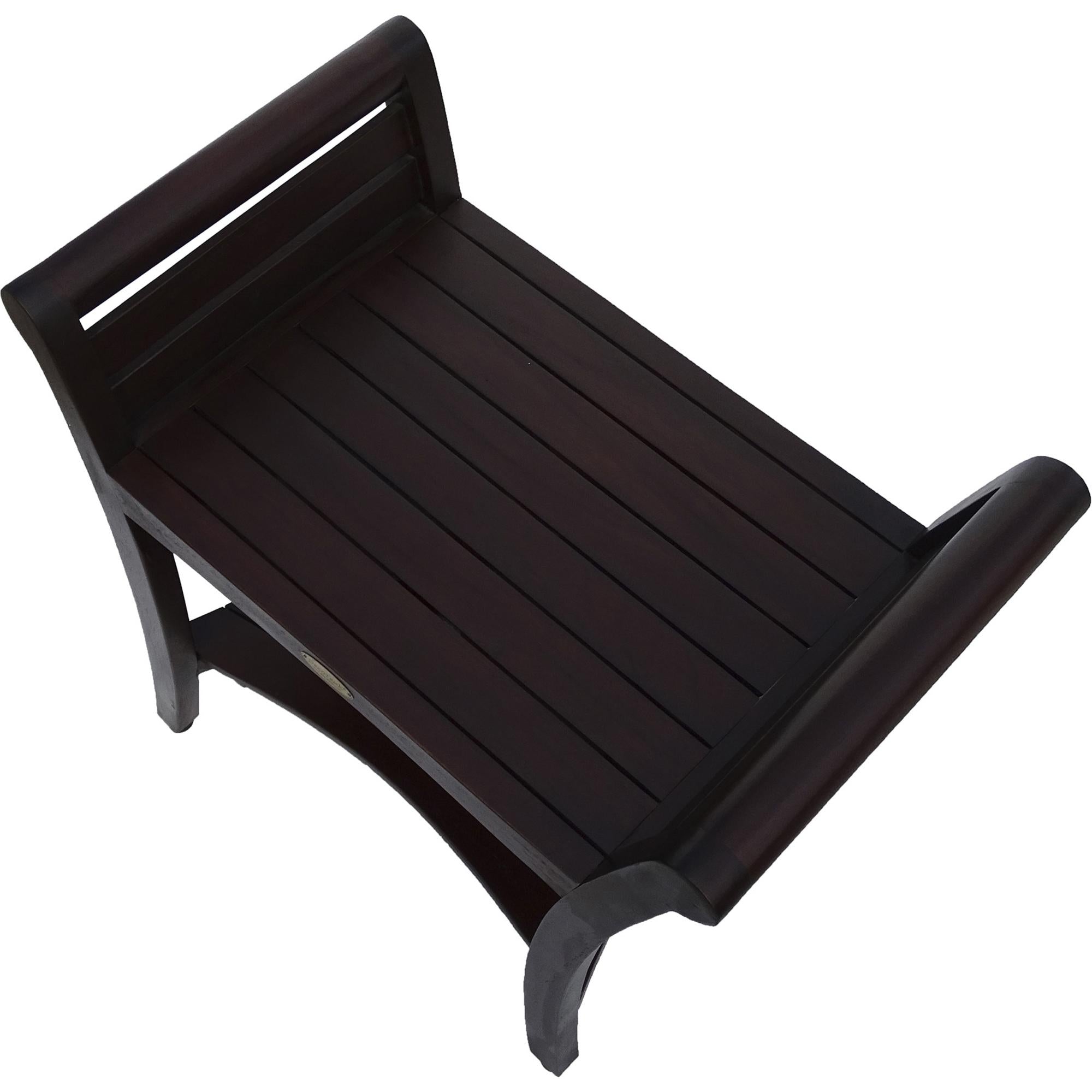 Contemporary Teak Shower bench with Handles in Dark Brown