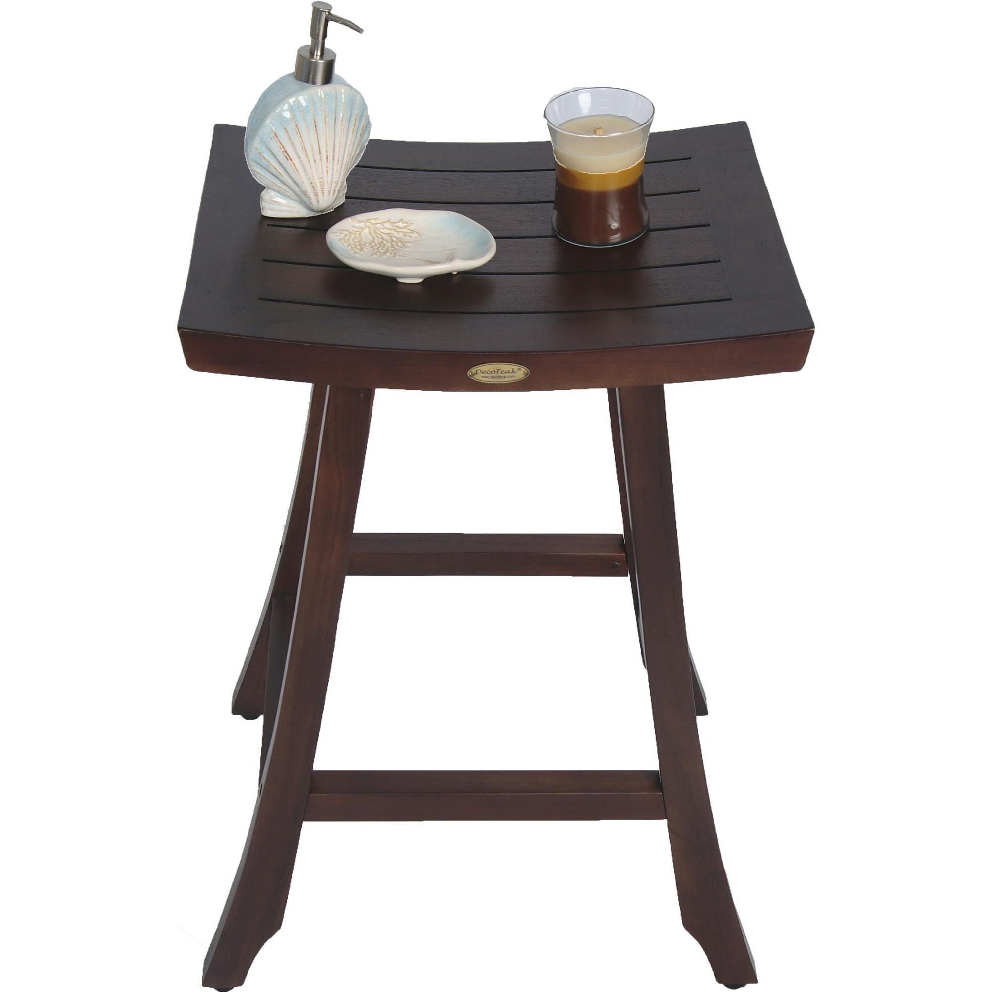 Compact Teak Counter Stool in Brown Finish