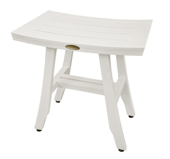 Contemporary Teak Shower Stool in Whitewash Finish