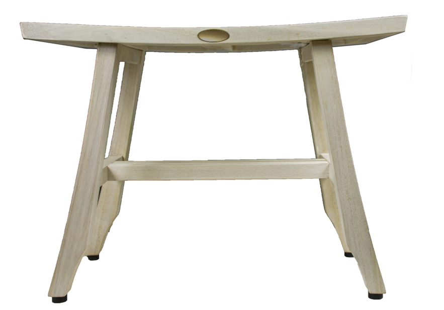 Contemporary Teak Shower Stool or Bench in Whitewash Finish