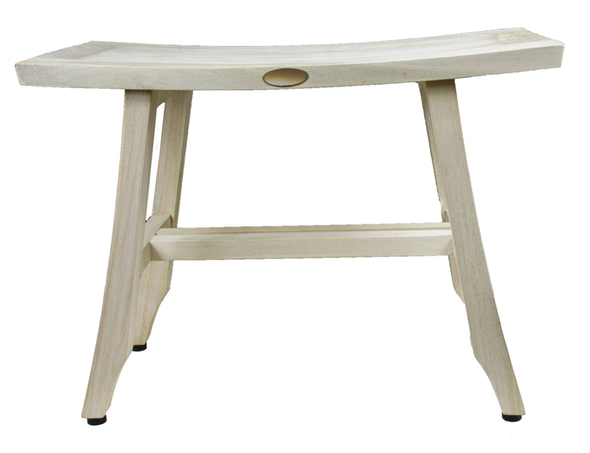 Contemporary Teak Shower Stool or Bench in Whitewash Finish