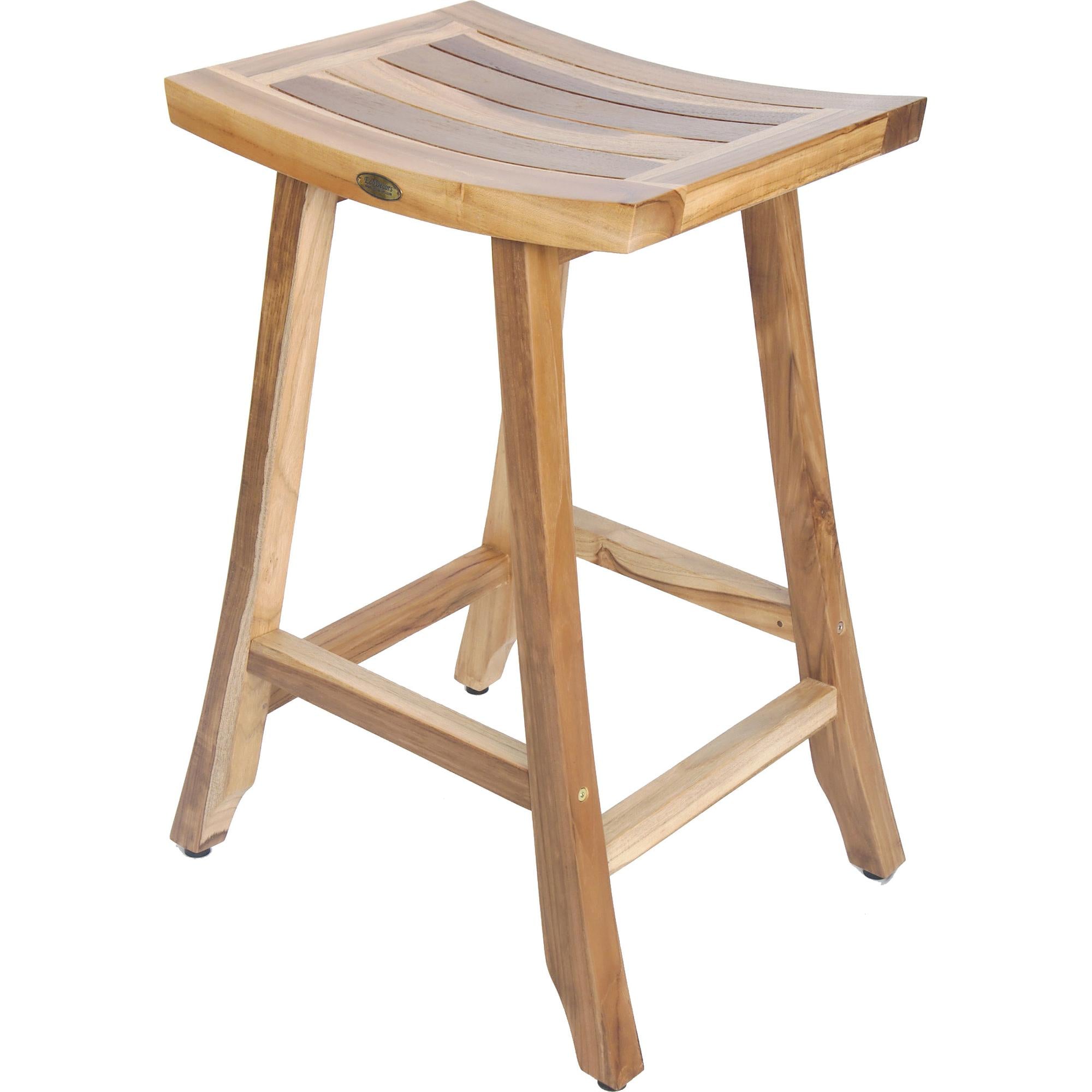 Compact Teak Counter Stool in Natural Finish